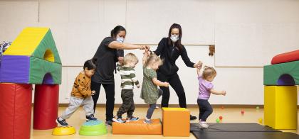 children playing in gym