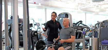 Man with his trainer