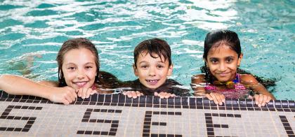 group of children in the pool