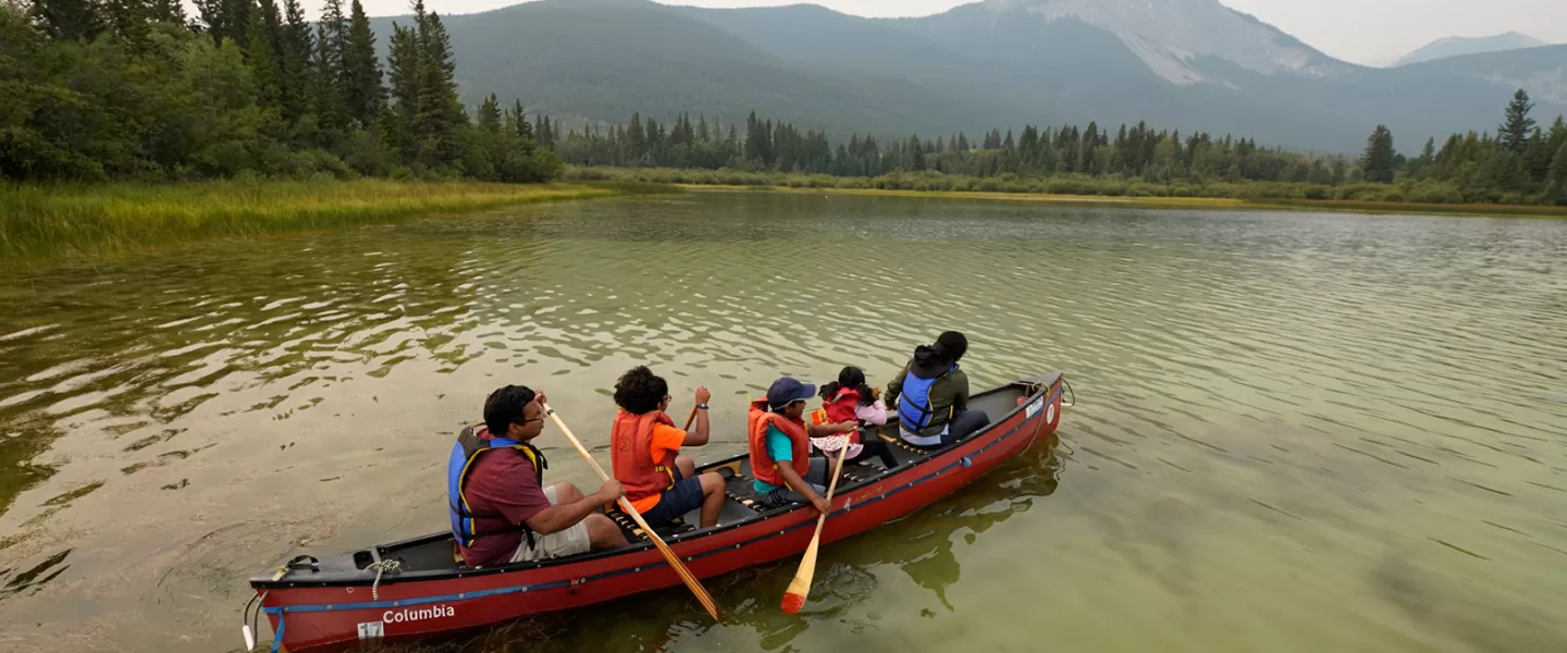 canoe on lake at Camp Chief Hector