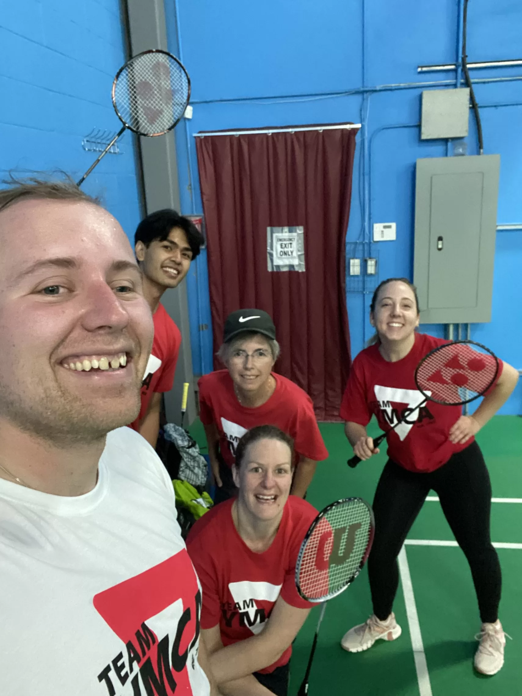 Team YMCA poses before getting their badminton on!