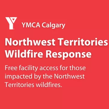 Text saying Northwest territories wildfire response free facility access for those impacted by the northwest territories wildfires