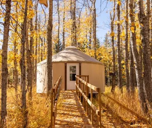 A yurt during the fall