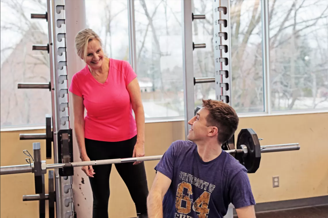 Weight Floor Orientation: Client and Personal Trainer on the wight floor